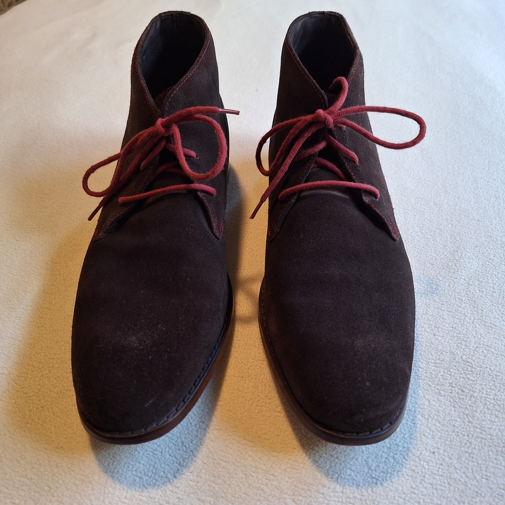 Cole Haan Dark Brown Chukka Boots with Red Laces